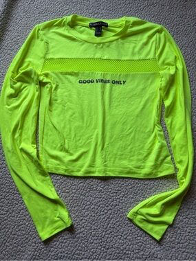 Sommer Ray Good Vibes Only Crop Top Womens Small Neon Yellow Activewear Tank